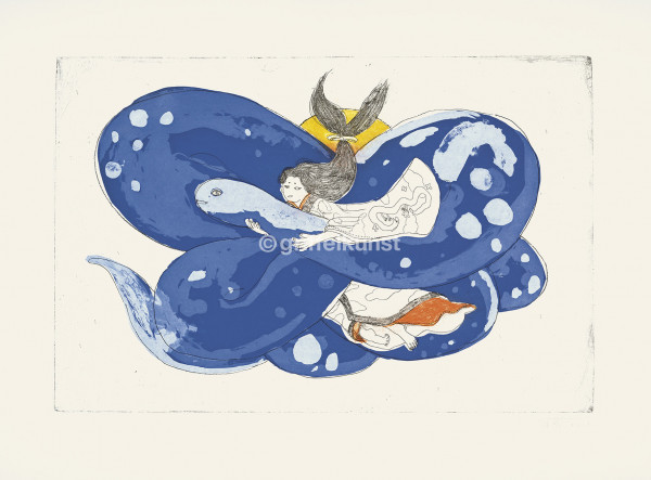 E 628 Mutter Schlange und ihre Tochter im gemeinsamen Flug 53,5 × 72,5 cm / 39,5 × 59,5 cm